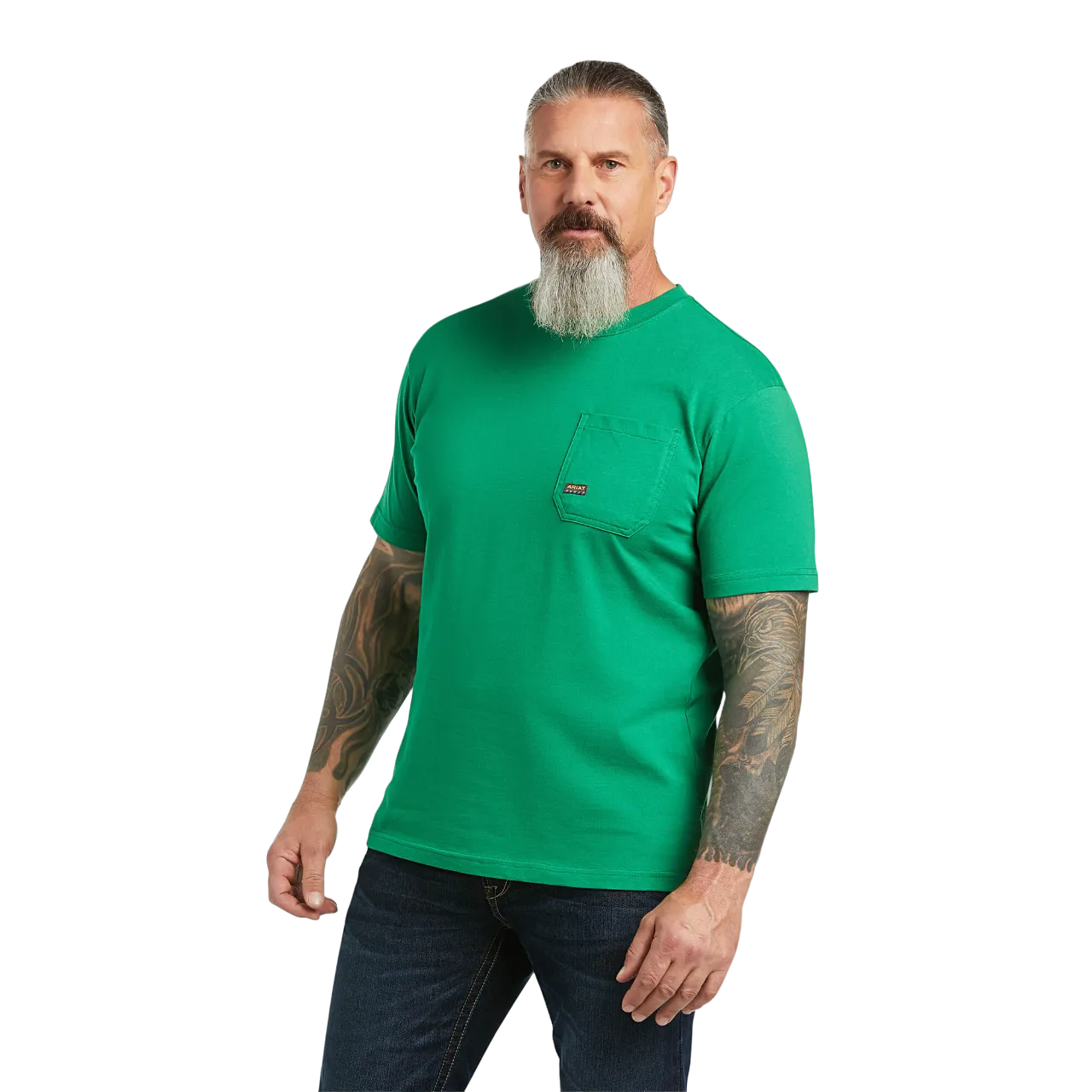 Ariat Men's Rebar Cotton Strong American Outdoors Green T-Shirt