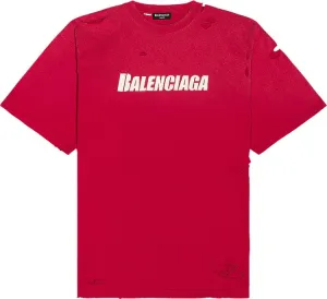 Balenciaga Boxy T-Shirt 'Raspberry/White', Red