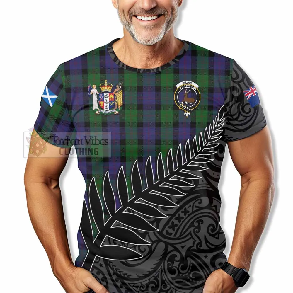 Blair Crest Tartan T-Shirt with New Zealand Silver Fern Half Style