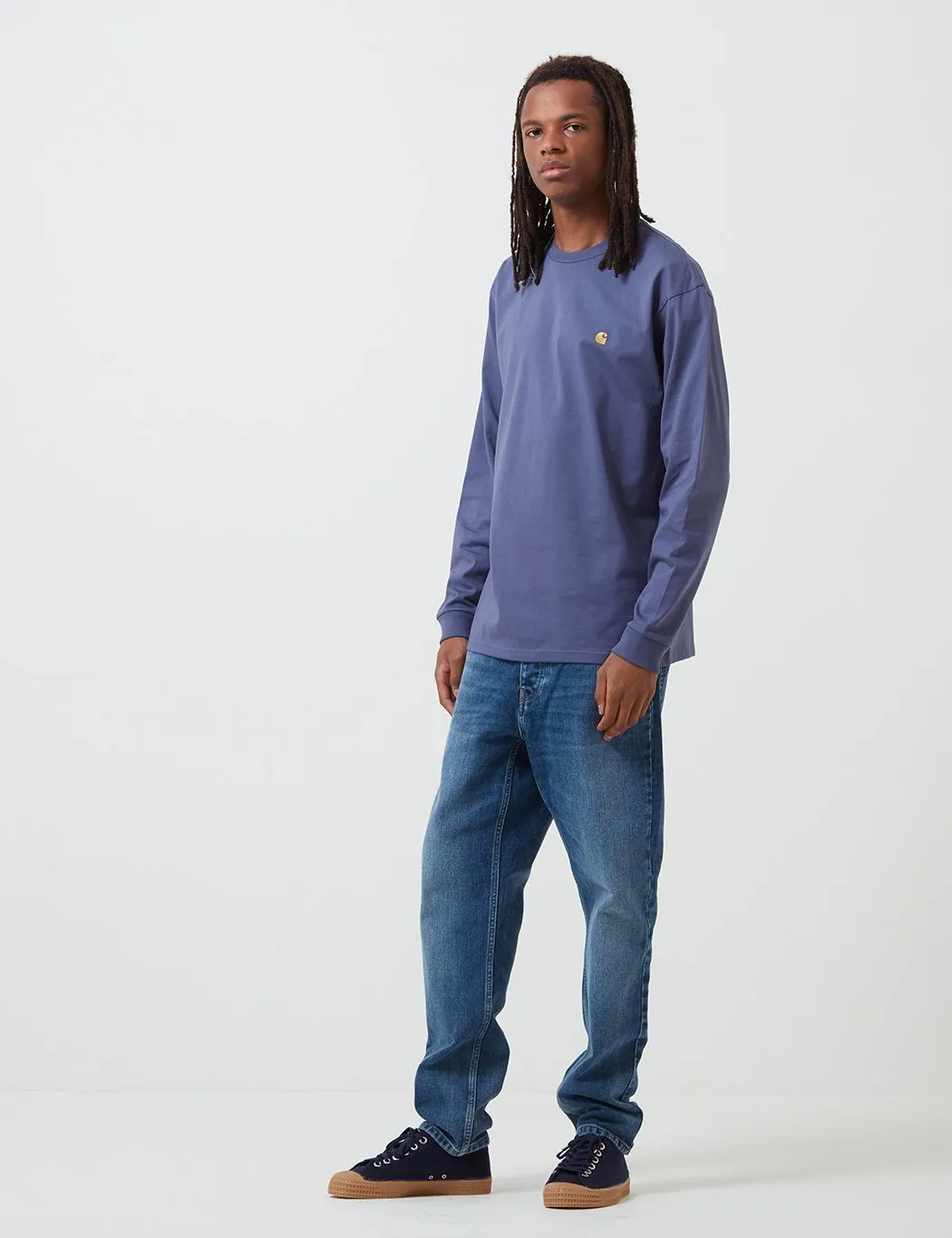 Carhartt-WIP Chase Long Sleeve T-Shirt - Cold Viola/Gold