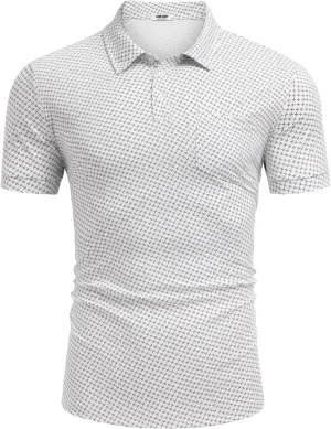 COOFANDY Men's Polo Shirts Short Sleeve Print Performance Golf Shirts Fashion Casual Beach Collared T-Shirts