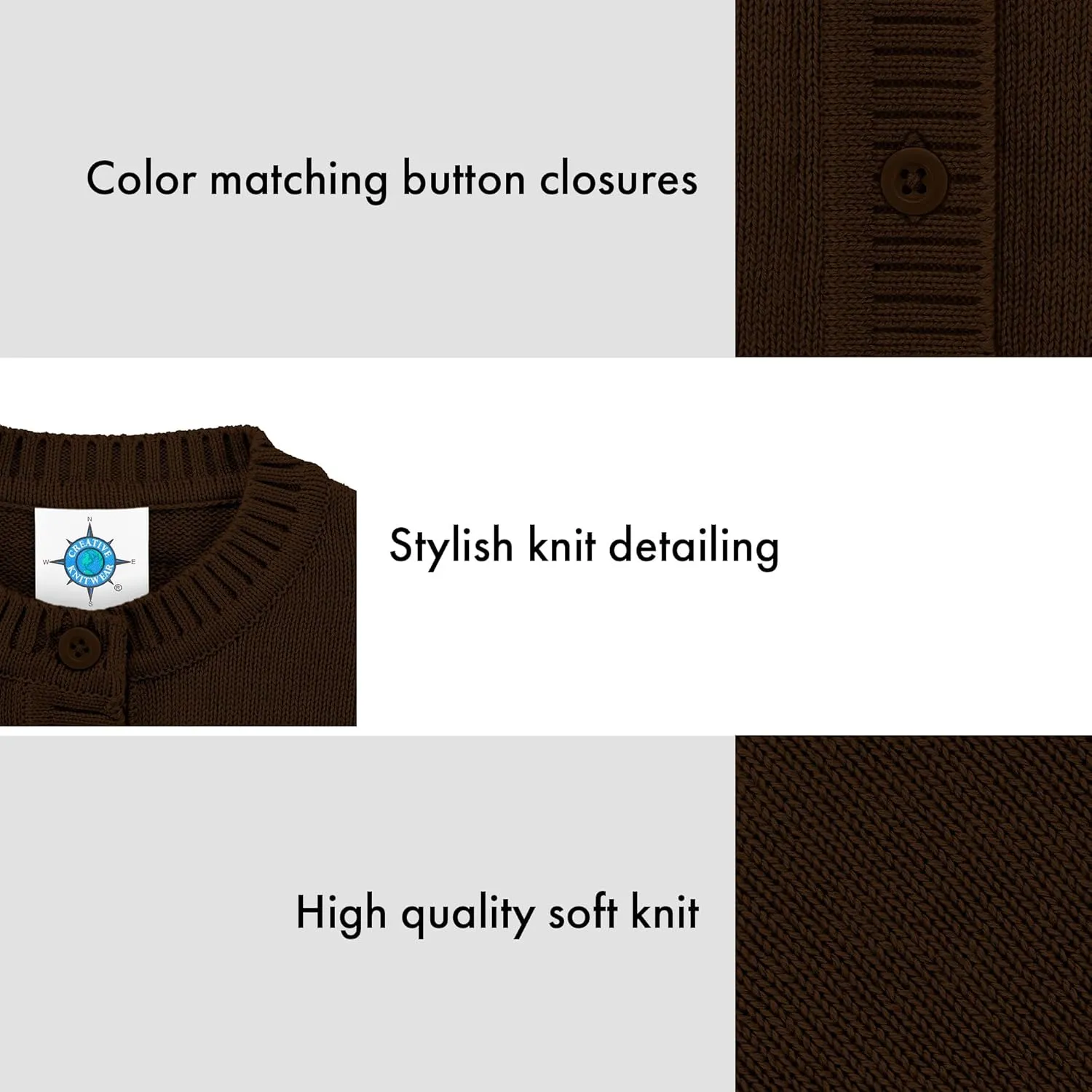 Creative Knitwear College Baby Cardigan Sweater - Long Sleeve, Multiple Colors, for Boys & Girls (0 Months - 4T)