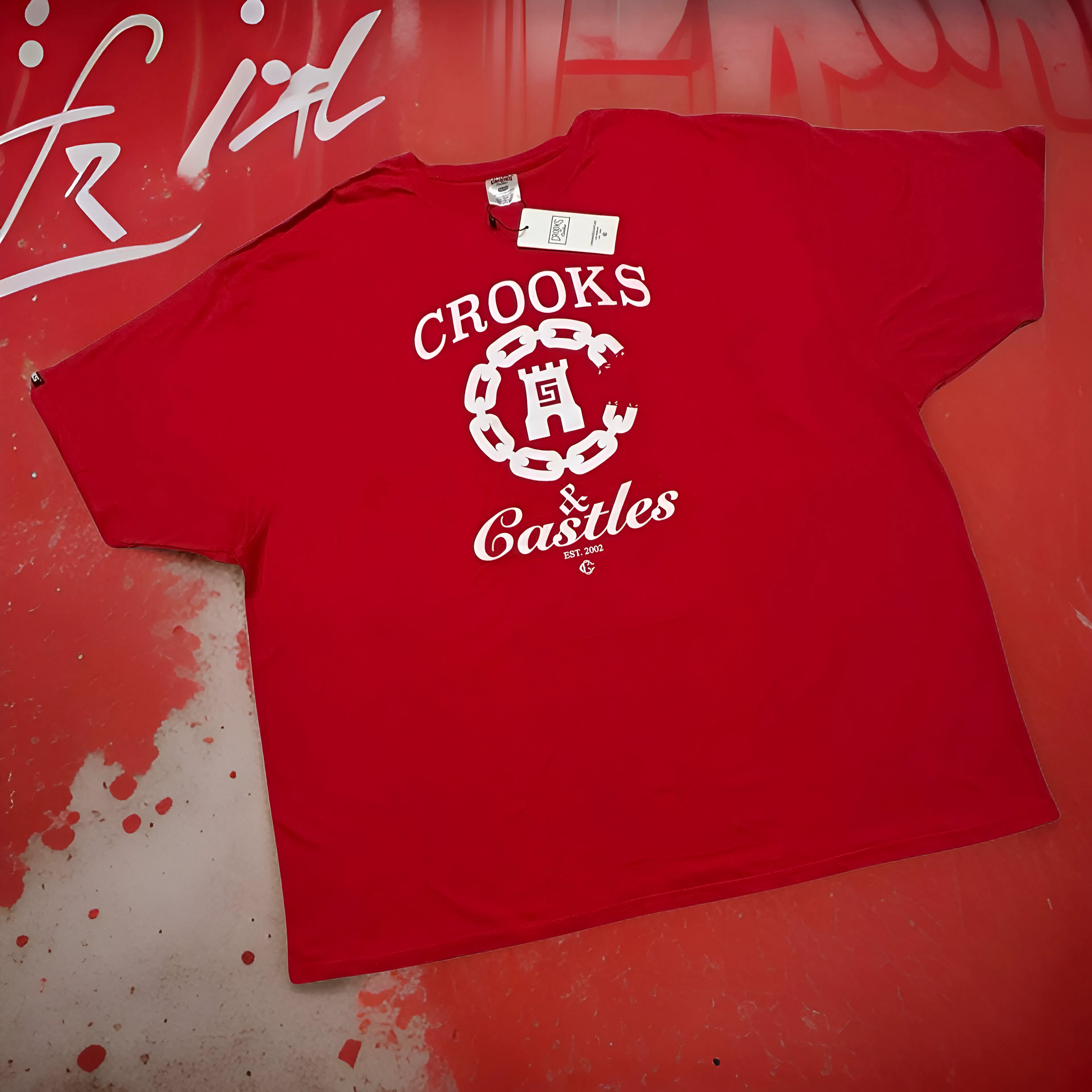 *CROOKS & CASTLES* (RED) ~C-CHAIN~ SHORT SLEEVE T-SHIRT