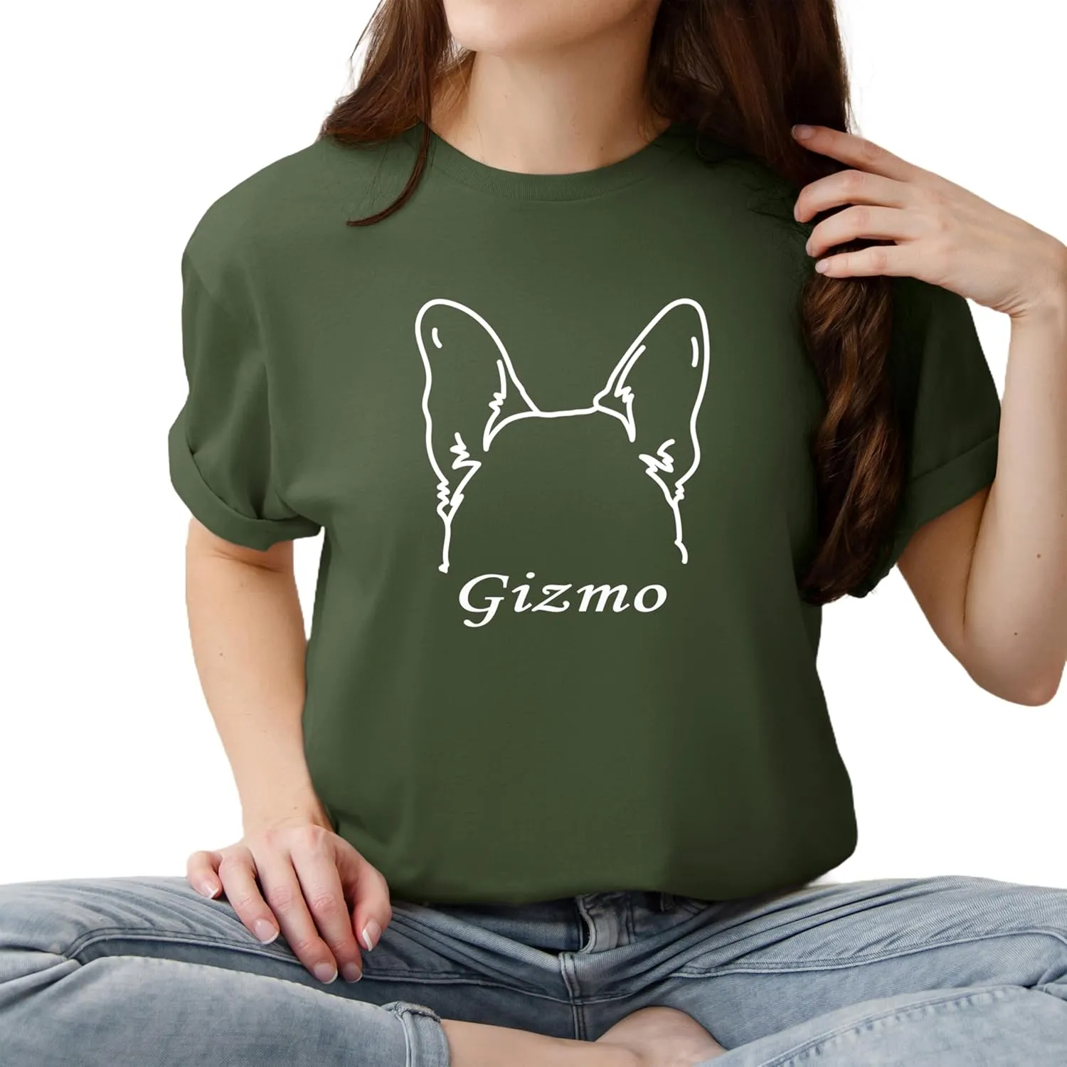 Custom Dog Mom Shirt for Women, Personalized Pet Name Tee, Custom Dog Breeds Graphic Tee, Dog Lover Gift for Dog Moms and Grandmas, Unique Dog Ears T-Shirt, New Dog Owner Outfit, Funny Dog Mama Sweatshirt for Special Occasions (A1) T-Shirt)