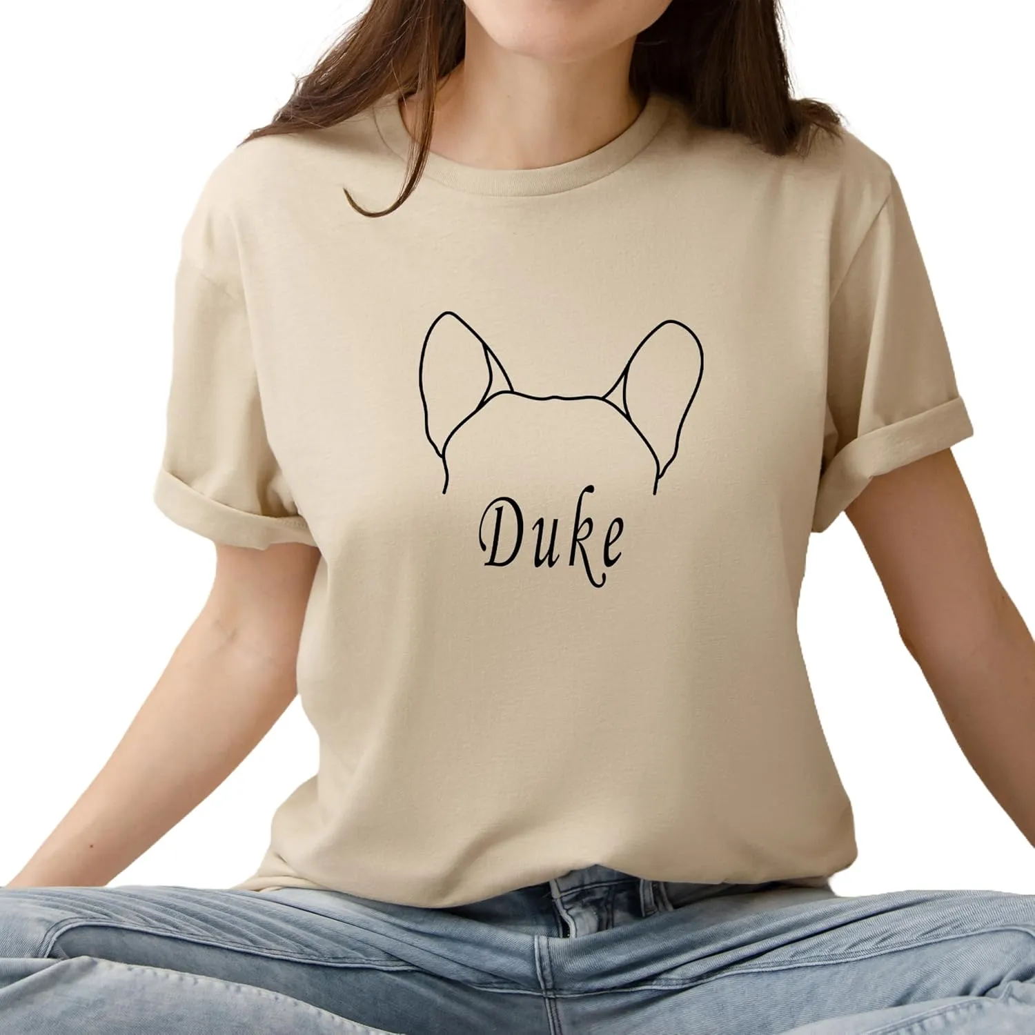 Custom Dog Mom Shirt for Women, Personalized Pet Name Tee, Custom Dog Breeds Graphic Tee, Dog Lover Gift for Dog Moms and Grandmas, Unique Dog Ears T-Shirt, New Dog Owner Outfit, Funny Dog Mama Sweatshirt for Special Occasions (A1) T-Shirt)