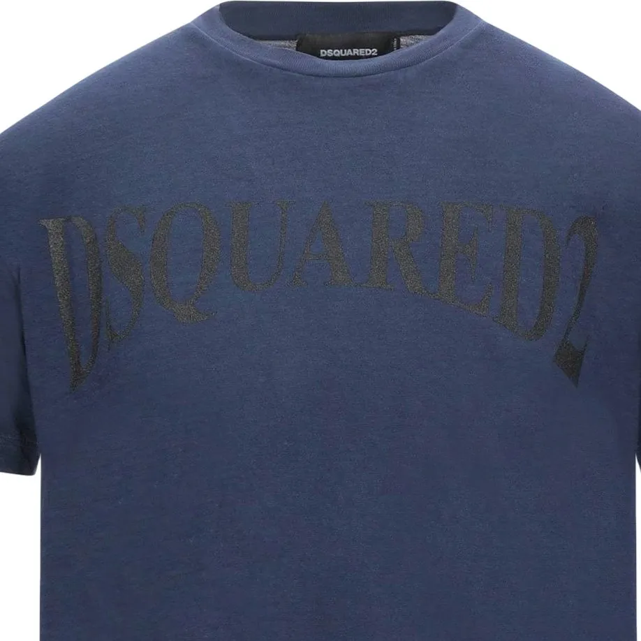 DSQUARED2 Black Logo Printed T-Shirt Navy Blue