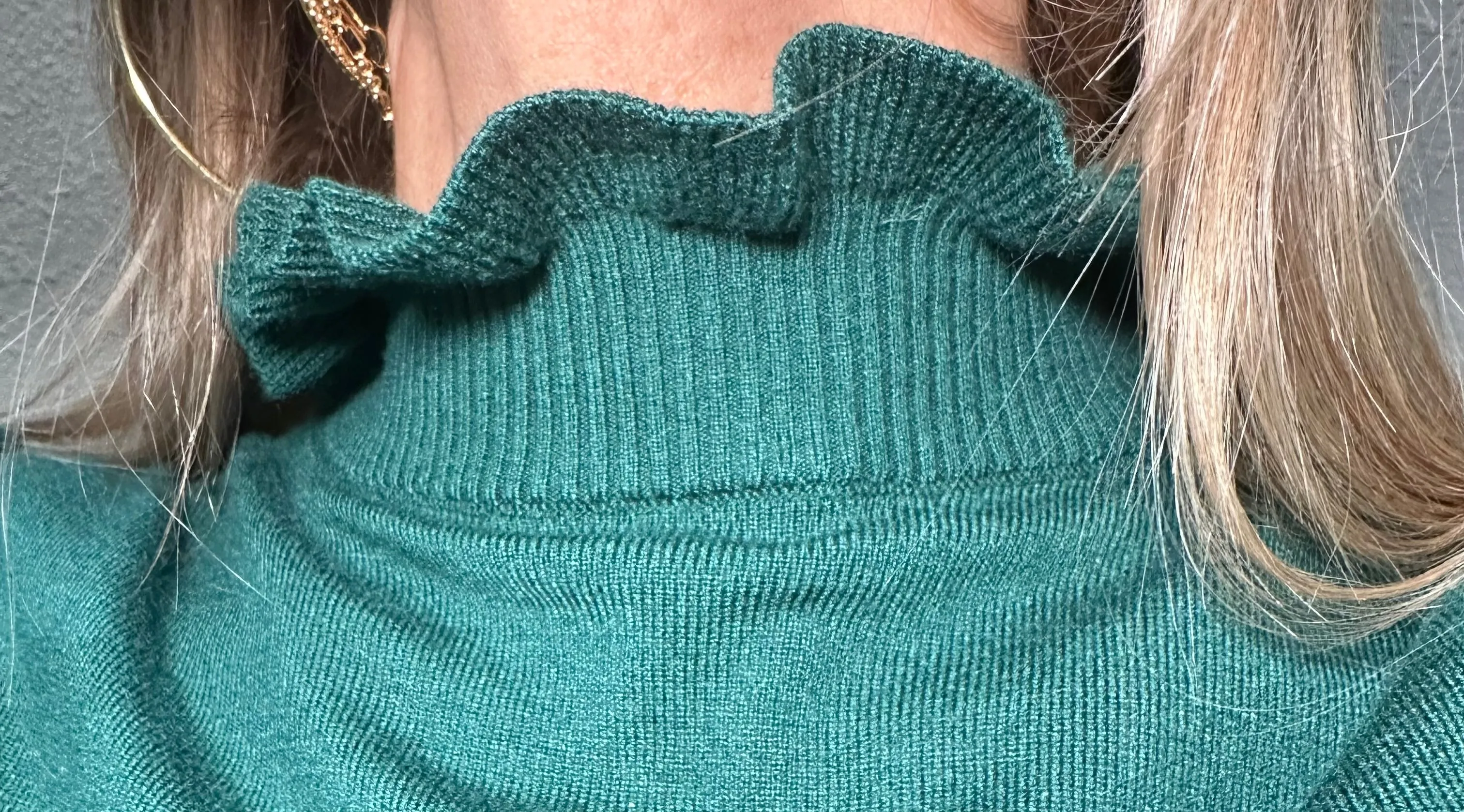 Forest Long Sleeve Ruffle Neck Top