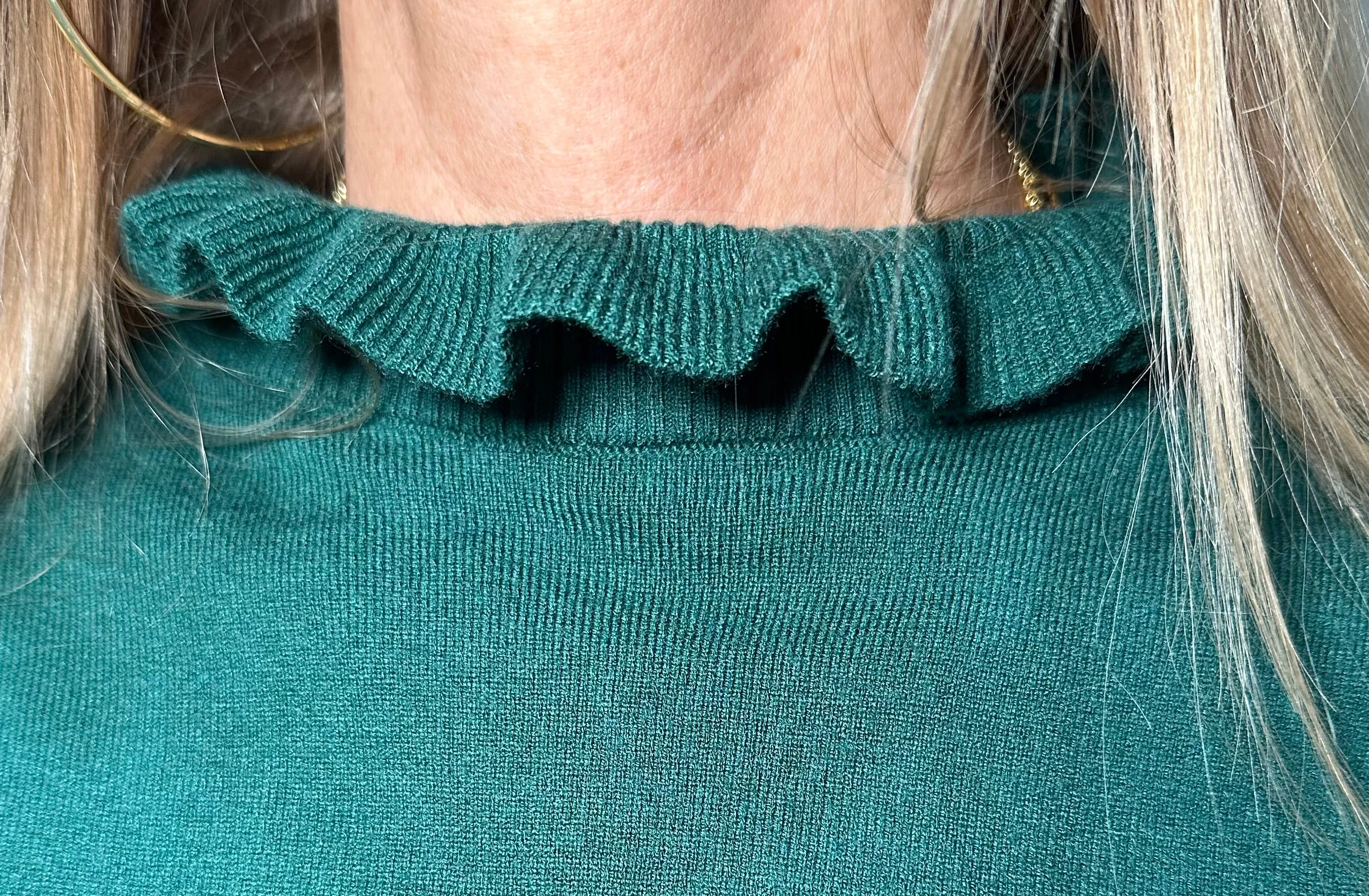 Forest Long Sleeve Ruffle Neck Top
