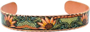 FRONT LINE JEWELRY Womens Vintage Style Sunflower Bracelets Cuff Features a Leaf Swirl Pattern Western Bracelets Autumn Bracelets Copper Bracelets