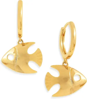 Gold Shell Hoop Dangle Huggie Hoop Earrings for Women, Summer Beach Jewelry Gift