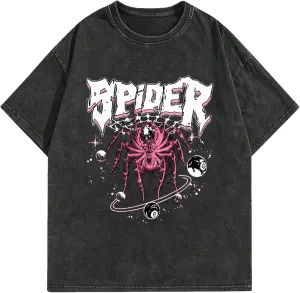 Graphic Tees Streetwear Tshirts Vintage Unisex Cotton Acid Washed Oversized T-Shirts Summer Clothes Tops for Men Women