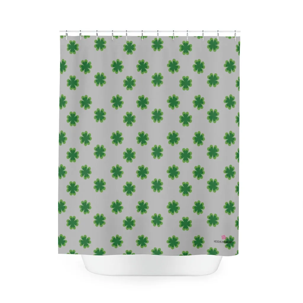 Grey Clover Polyester Shower Curtain