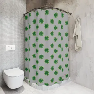 Grey Clover Polyester Shower Curtain