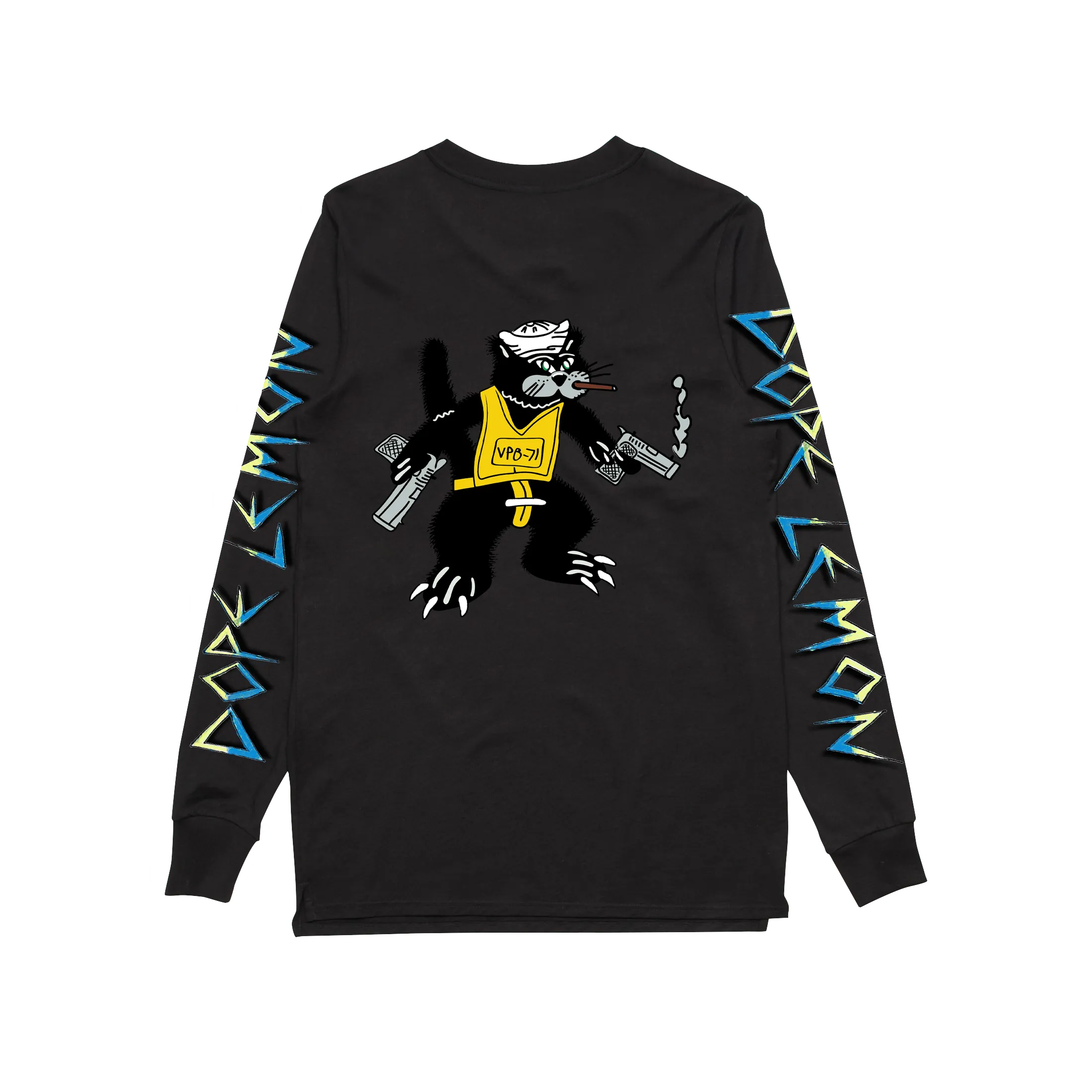 Gun Cat / Black Longsleeve T-shirt