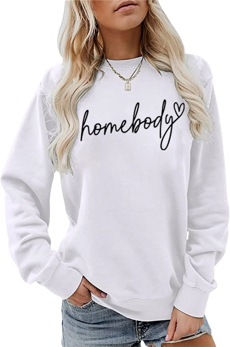 Homebody Sweatshirts for Women Long Sleeve Letter Printed Hoodies Pullover Tops