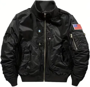 INVACHI Men's MA-1 Bomber Jacket Green Military Flight Jackets for Men Lightweight Cargo Jacket