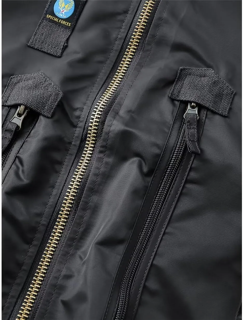 INVACHI Men's MA-1 Bomber Jacket Green Military Flight Jackets for Men Lightweight Cargo Jacket