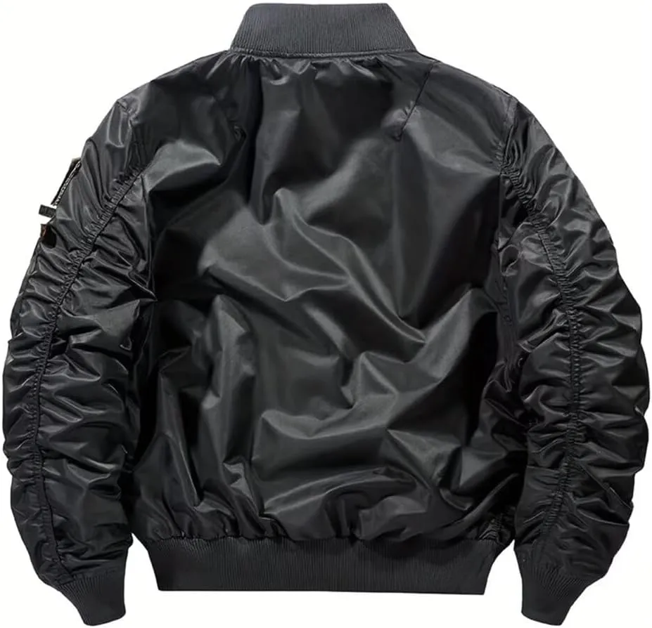INVACHI Men's MA-1 Bomber Jacket Green Military Flight Jackets for Men Lightweight Cargo Jacket