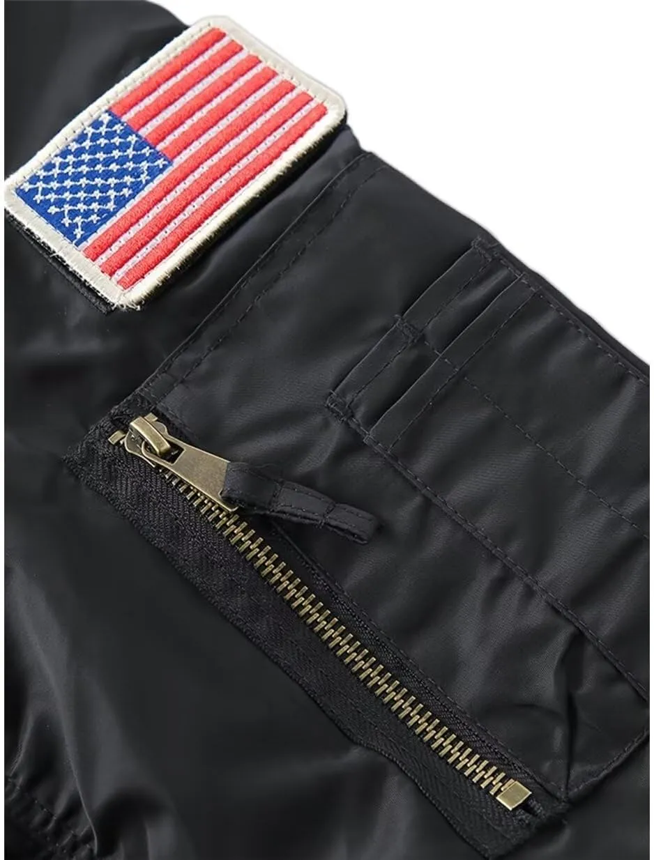 INVACHI Men's MA-1 Bomber Jacket Green Military Flight Jackets for Men Lightweight Cargo Jacket