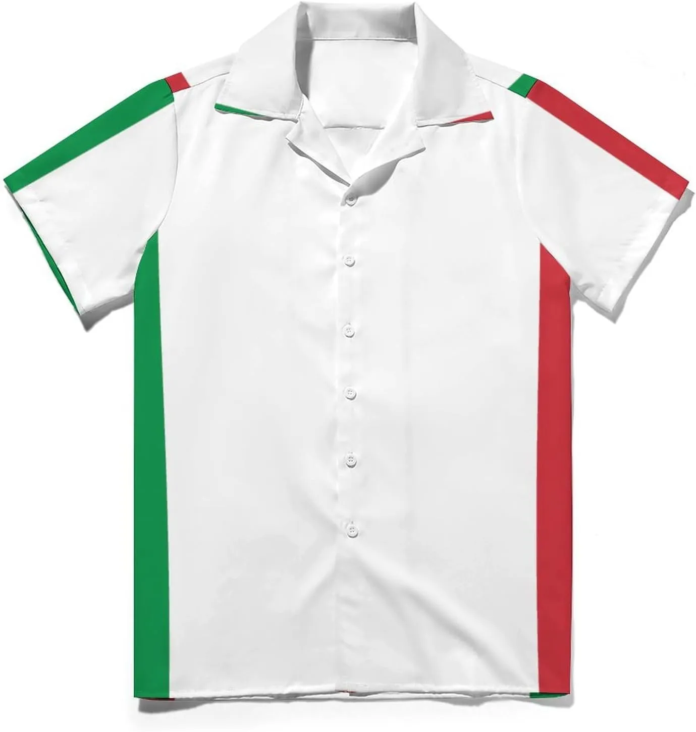 Italian Flag Print Cuban Collar Shirt Classic Design for Comfort and Style