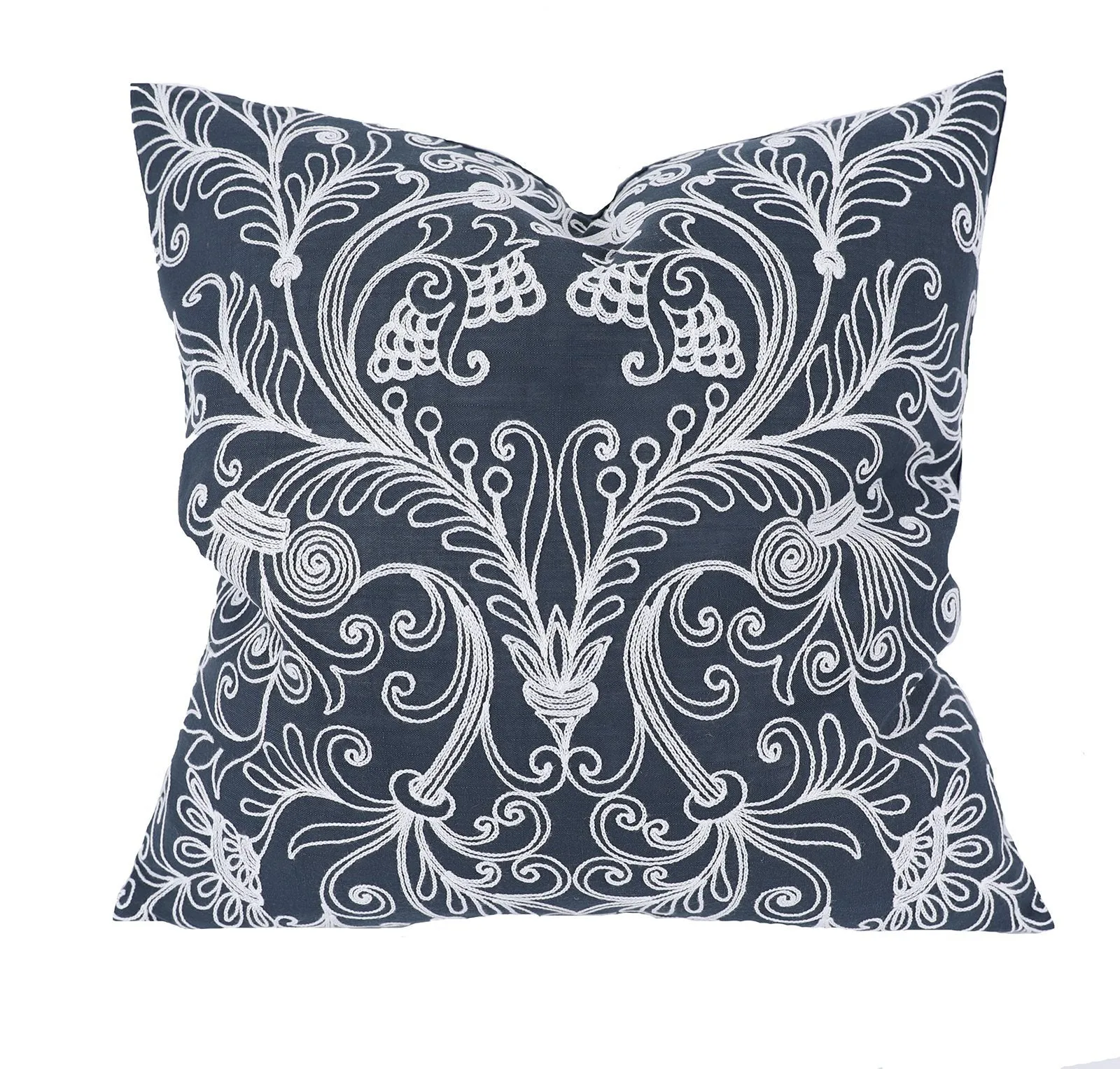 Jacquard Crewel Embroidered Feather Pillow