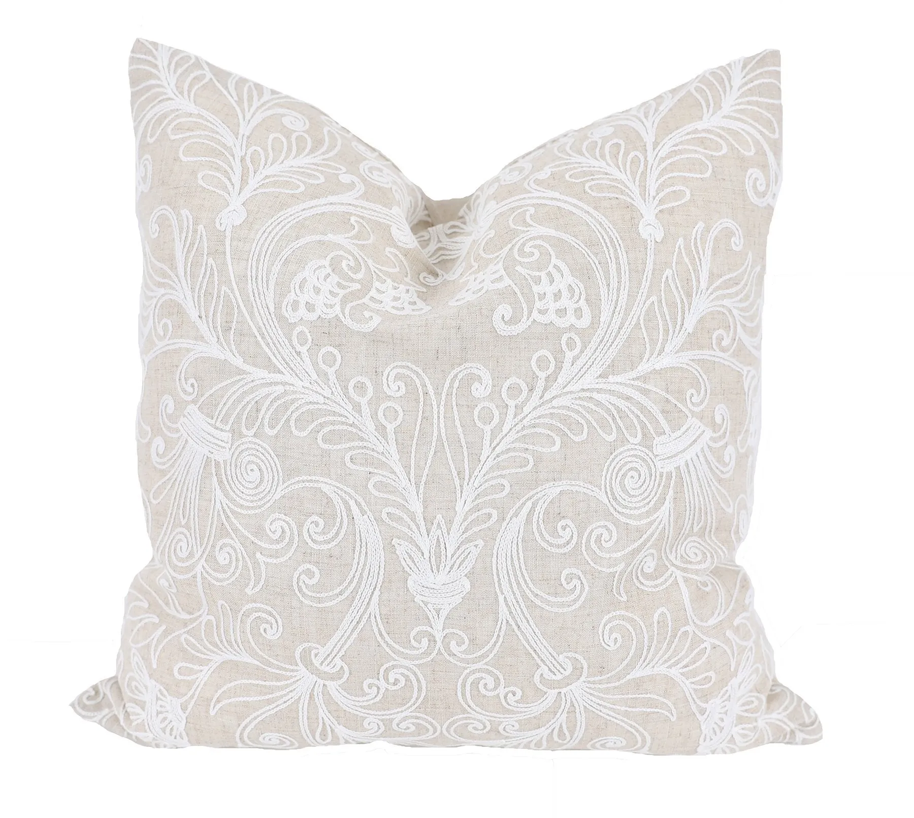 Jacquard Crewel Embroidered Feather Pillow