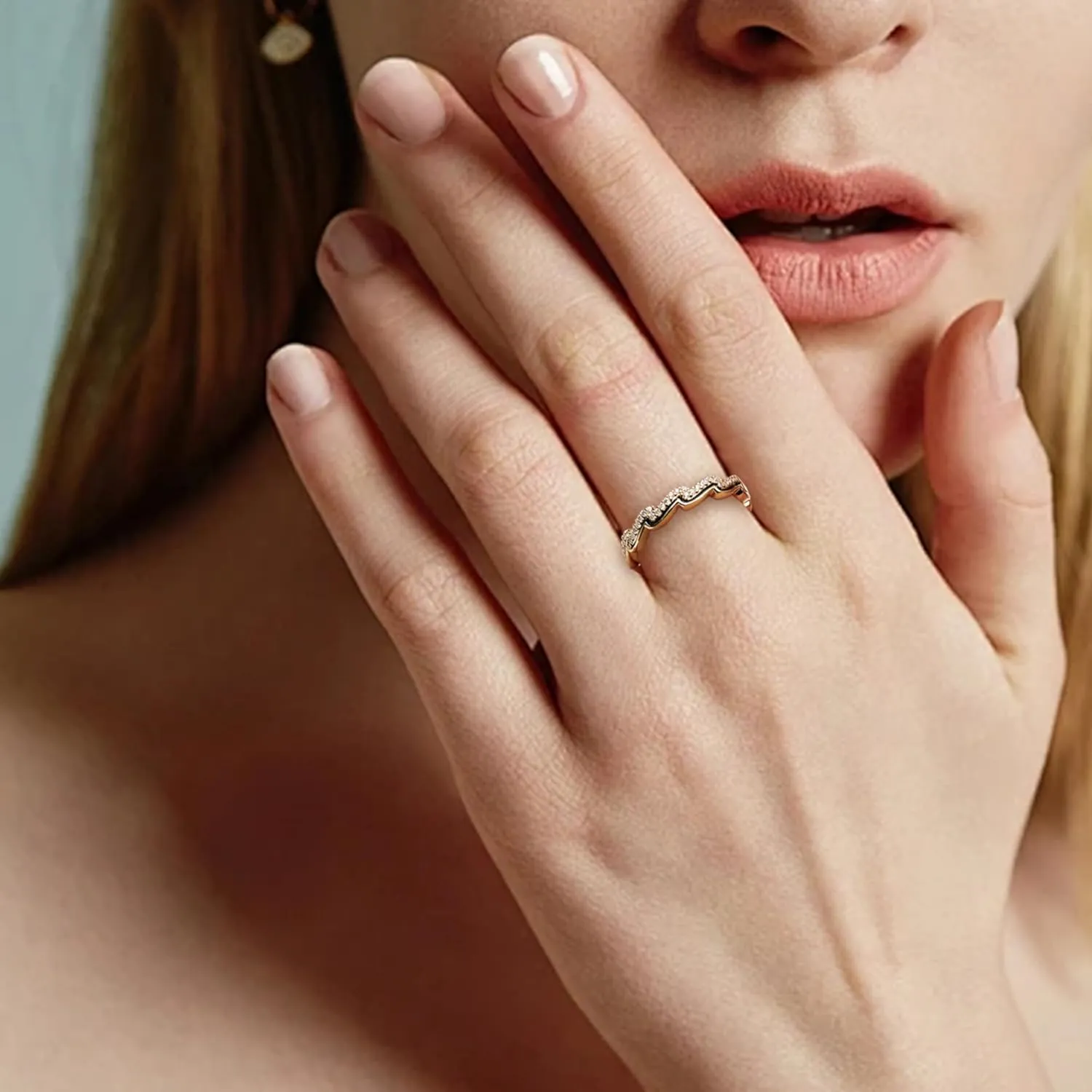 Jean Beau Gold Adjustable Open Ring for Women, Cute Sparkly Rhinestone Fashion Statement Diamond Valentine Wedding Prom Jewelry Gift