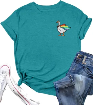 LAZYCHILD Pride Shirts for Women: Rainbow Grpahic T-Shirt Embroidered LGBTQ Shirts Gay Proud Lesbian Tops