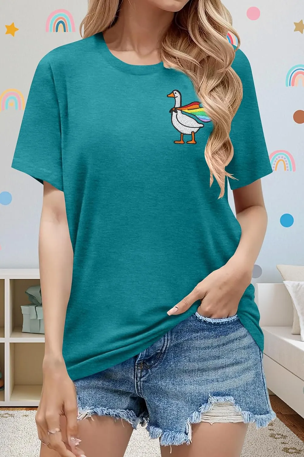 LAZYCHILD Pride Shirts for Women: Rainbow Grpahic T-Shirt Embroidered LGBTQ Shirts Gay Proud Lesbian Tops