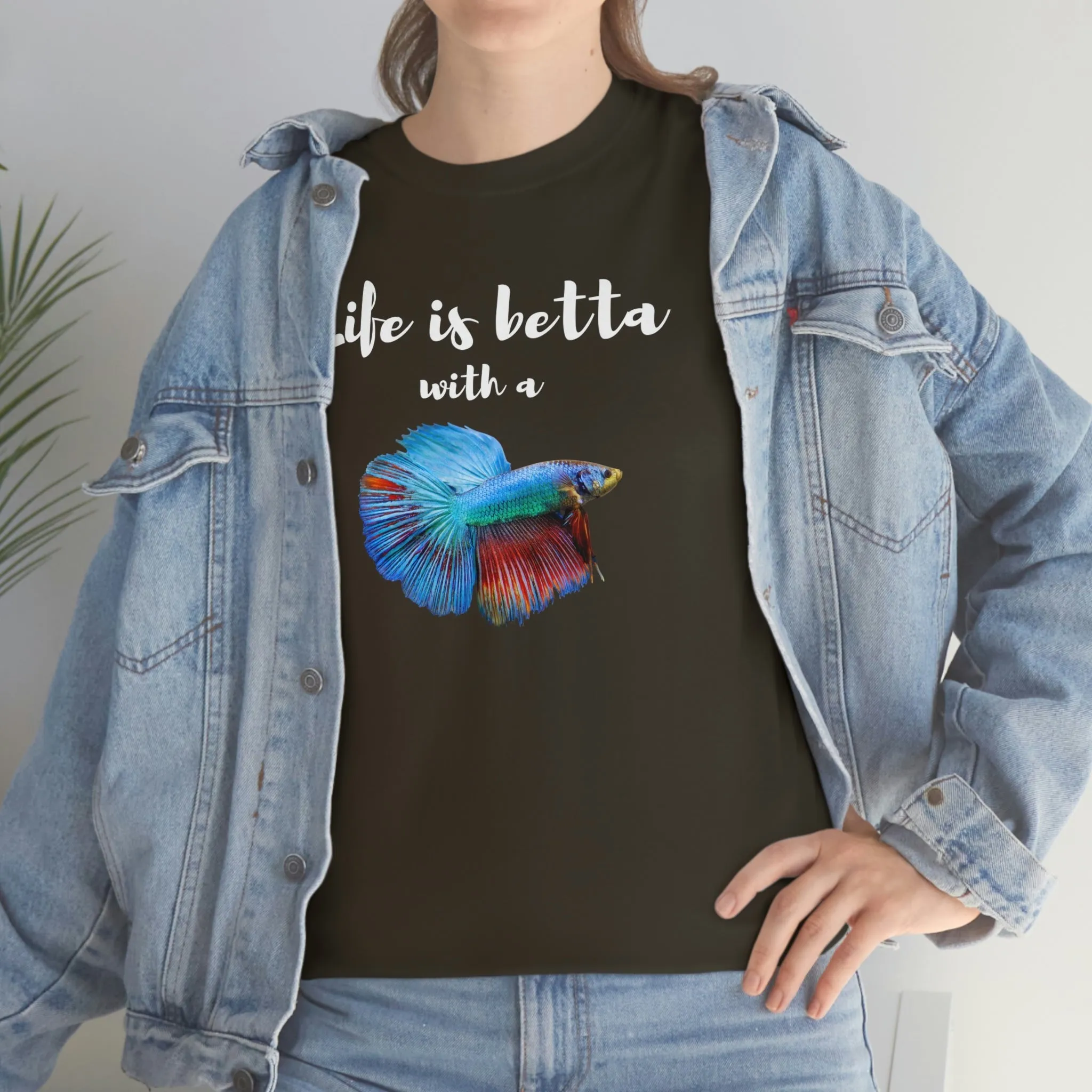 Life is Betta with a Betta Heavy Cotton T-Shirt