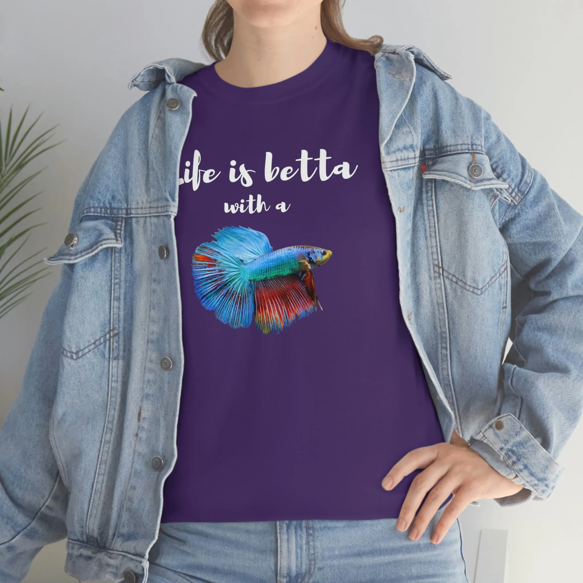 Life is Betta with a Betta Heavy Cotton T-Shirt