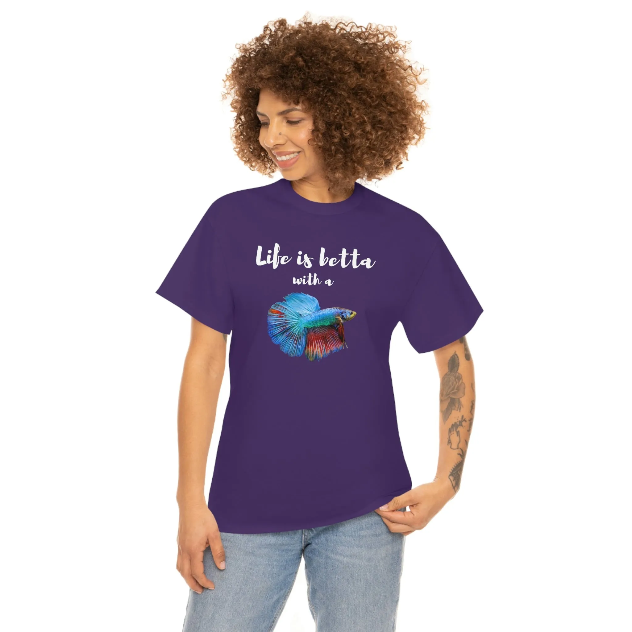 Life is Betta with a Betta Heavy Cotton T-Shirt