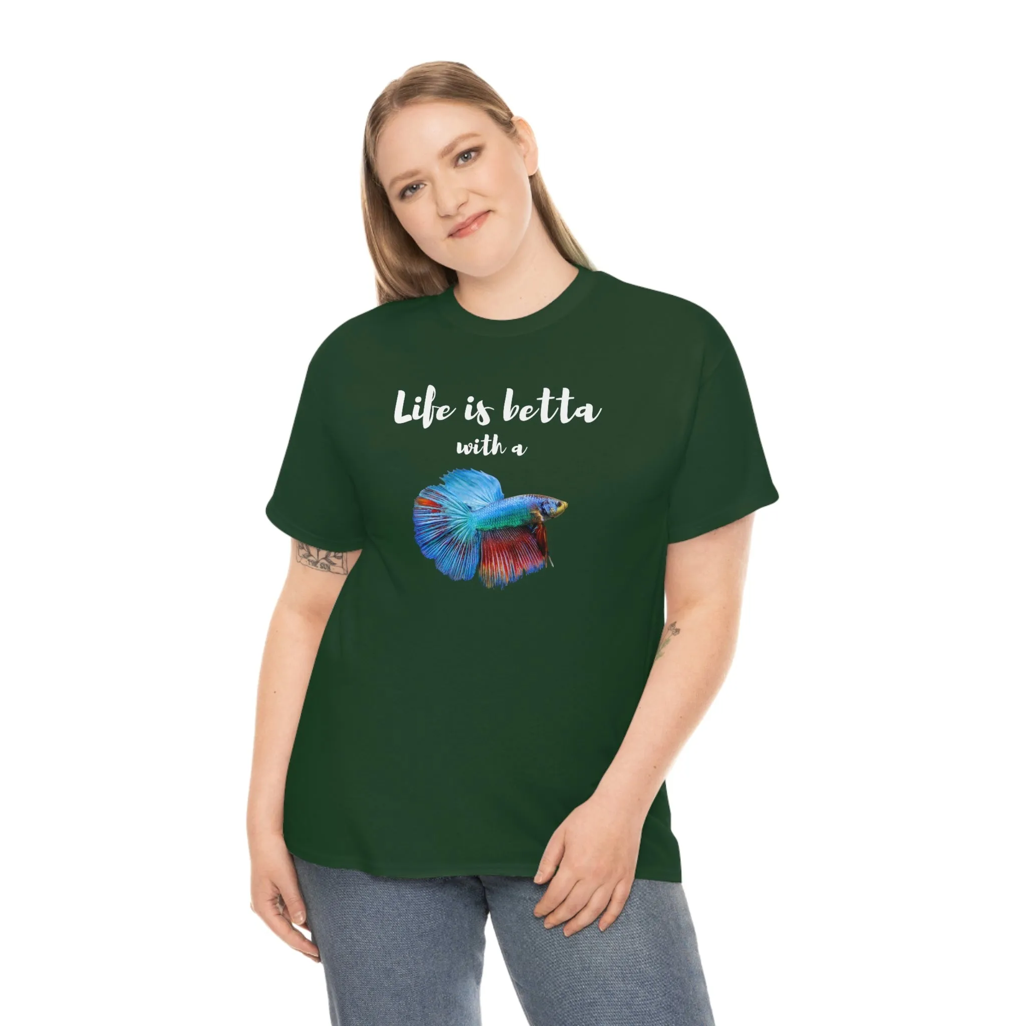 Life is Betta with a Betta Heavy Cotton T-Shirt
