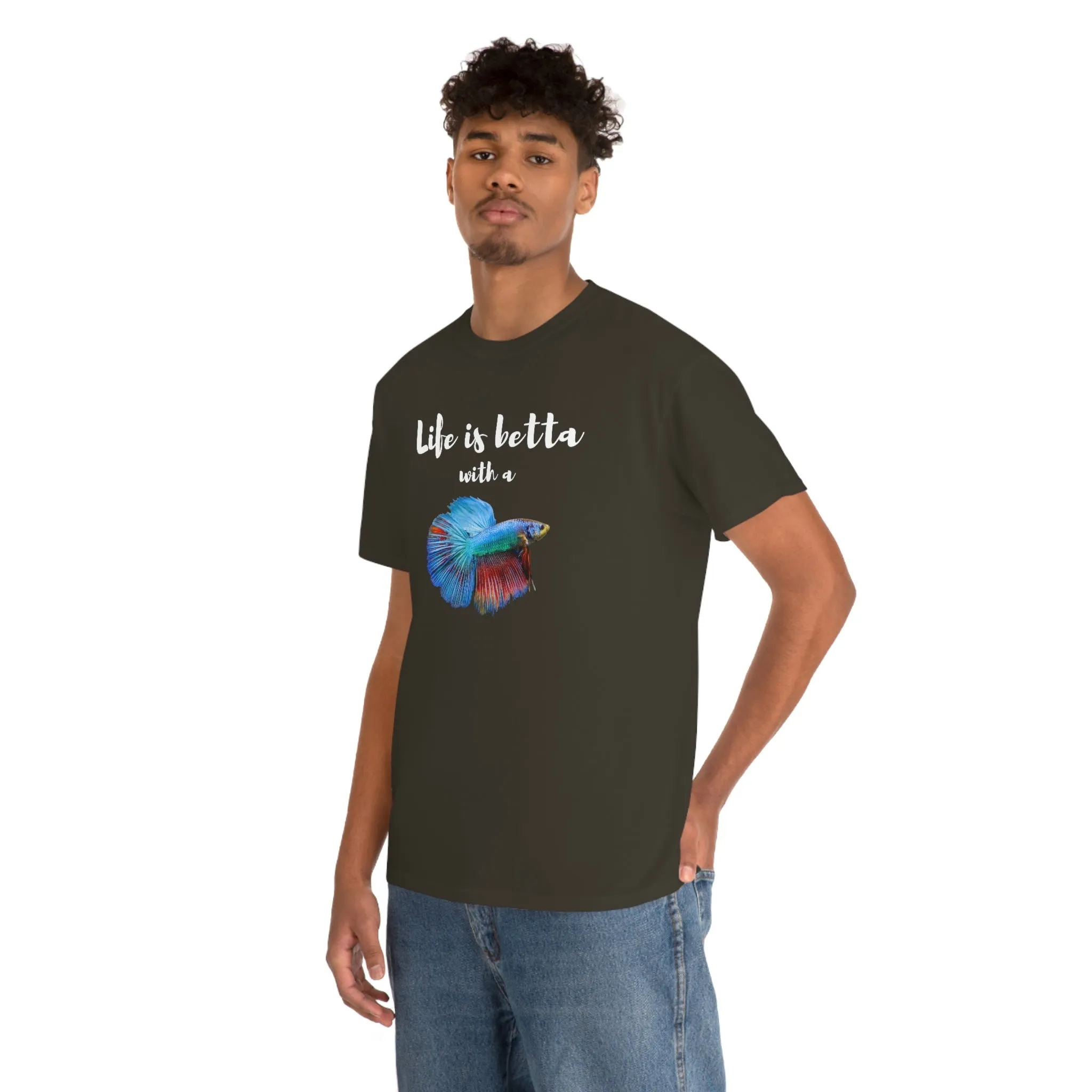 Life is Betta with a Betta Heavy Cotton T-Shirt