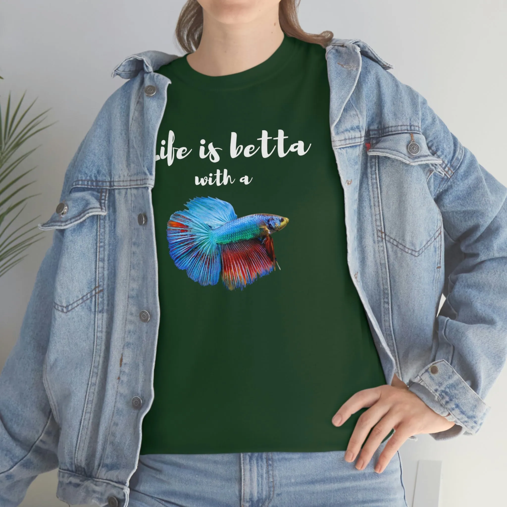 Life is Betta with a Betta Heavy Cotton T-Shirt