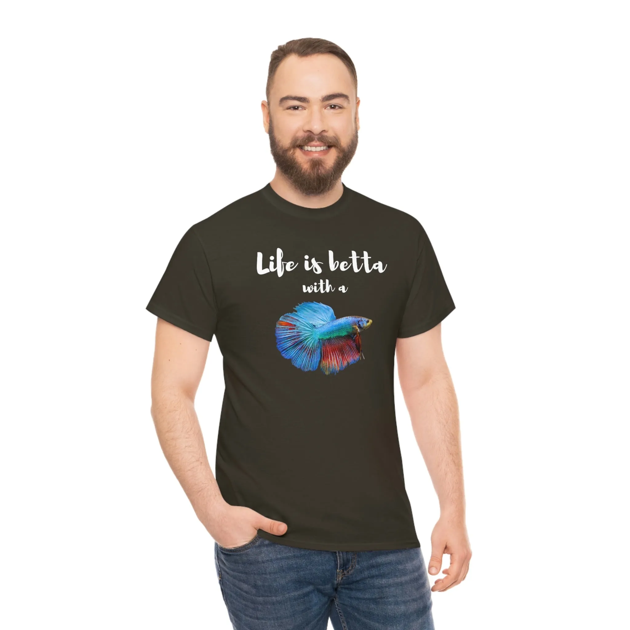 Life is Betta with a Betta Heavy Cotton T-Shirt