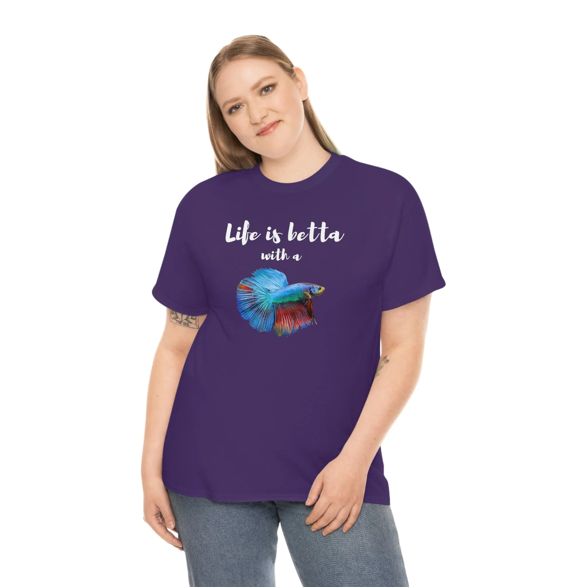 Life is Betta with a Betta Heavy Cotton T-Shirt