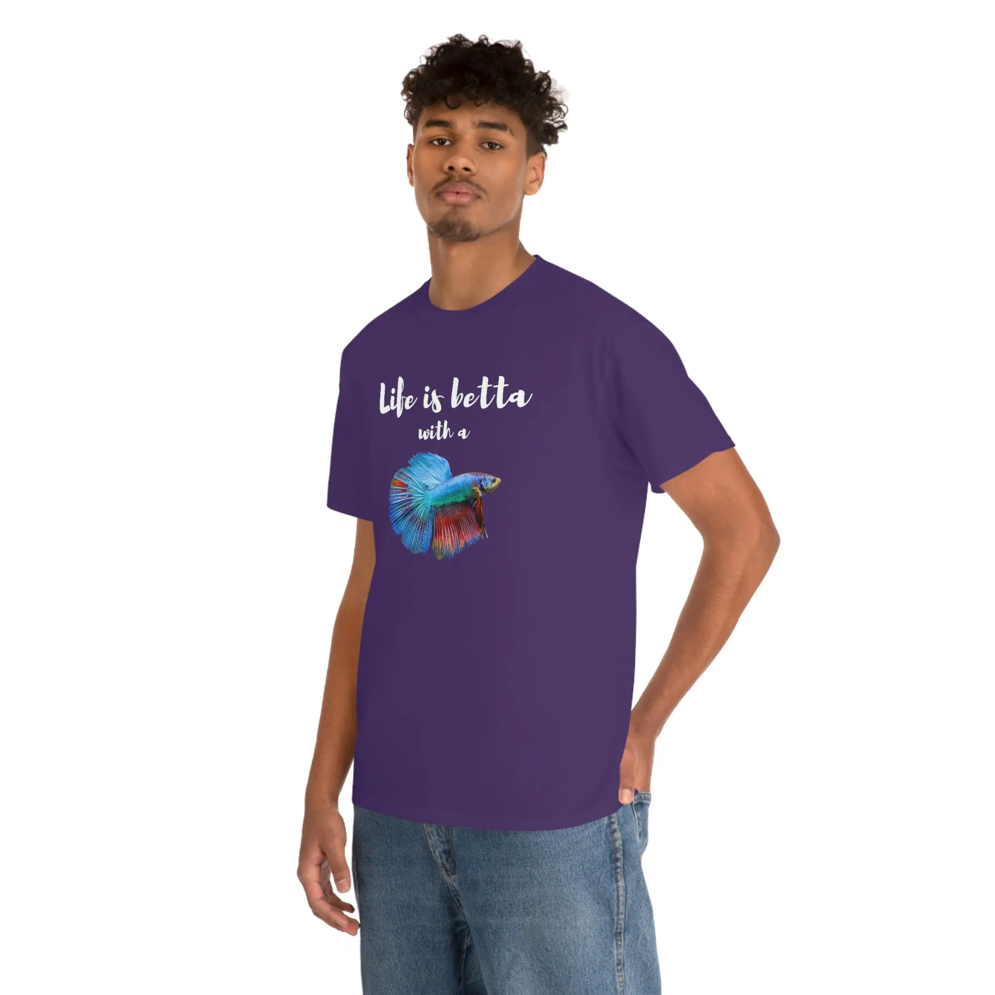 Life is Betta with a Betta Heavy Cotton T-Shirt