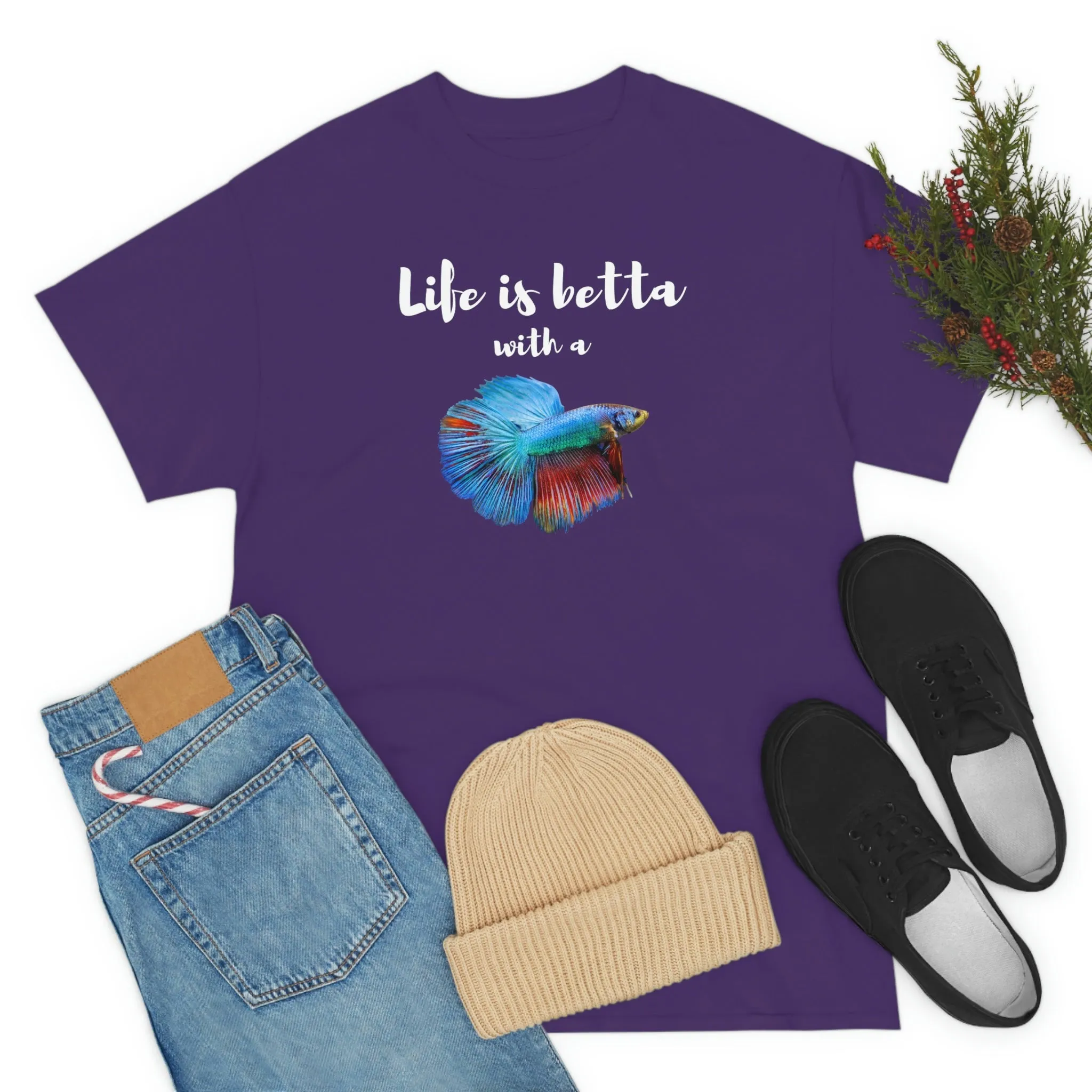 Life is Betta with a Betta Heavy Cotton T-Shirt