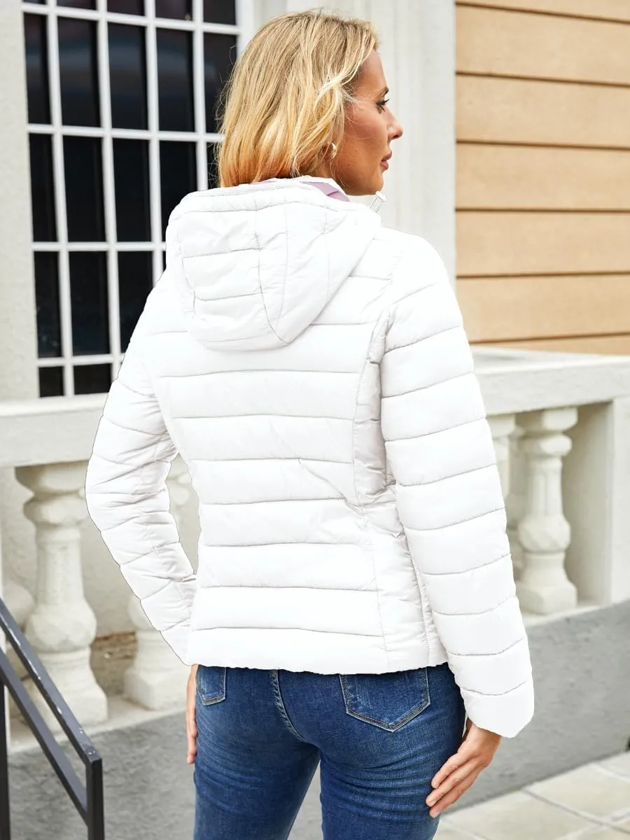Lightweight Puffer Jacket Womens Winter Coats with Hood Packable Down Jacket Women Quilted Coat