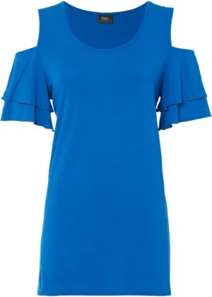 Long shirt with short sleeves and cutouts Bpc Bonprix Collection, blue