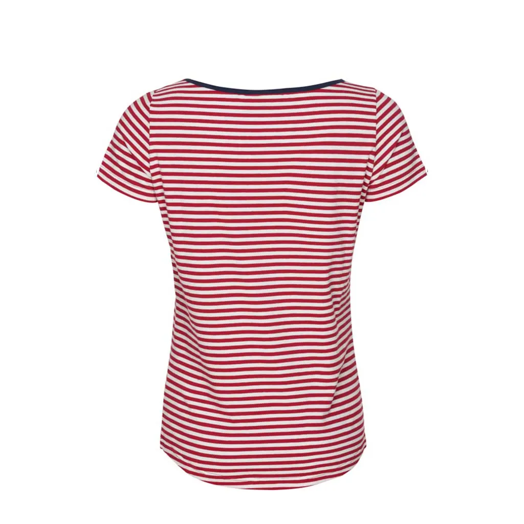 Luella Striped Short Sleeve Tee - SR Red/Pearl