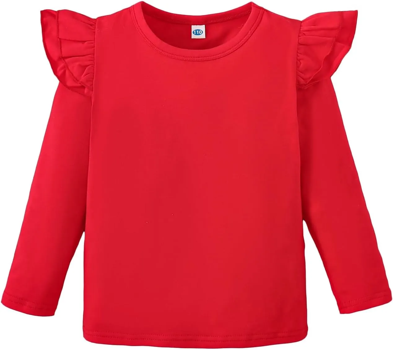 Magic Park 12M-7Y Baby Girl Blouse Toddler Ruffle T-Shirts Kids Girl Solid Color Tee Casual Tops for Girls