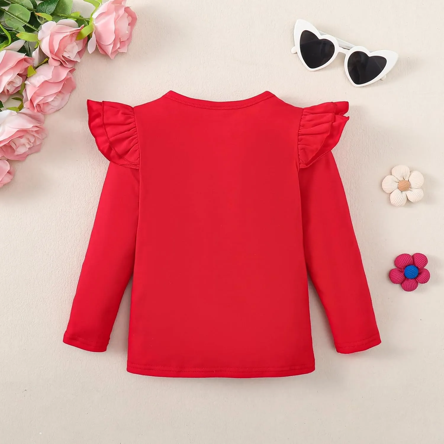 Magic Park 12M-7Y Baby Girl Blouse Toddler Ruffle T-Shirts Kids Girl Solid Color Tee Casual Tops for Girls