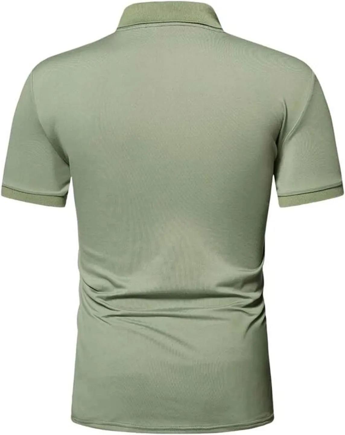 Men's Casual Solid Polo Shirts Zipper Lapel Short Sleeve Tops Classic Golf Tees Basic Golf Shirt Cotton Top