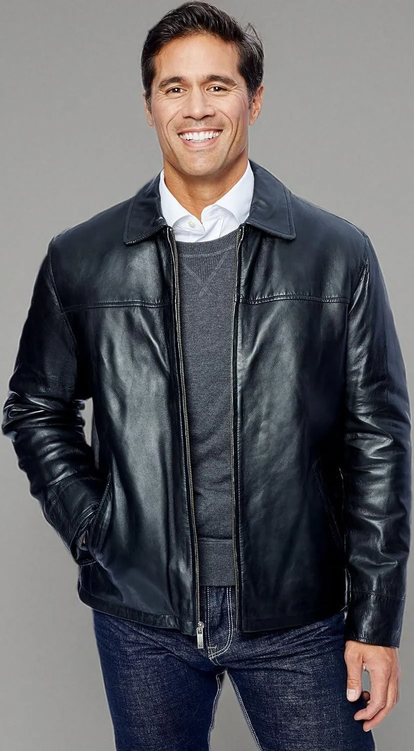 Men's New Zealand Lambskin Leather Classic Open Bottom Jacket