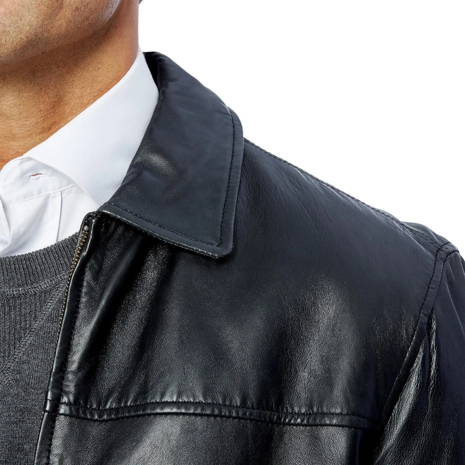 Men's New Zealand Lambskin Leather Classic Open Bottom Jacket