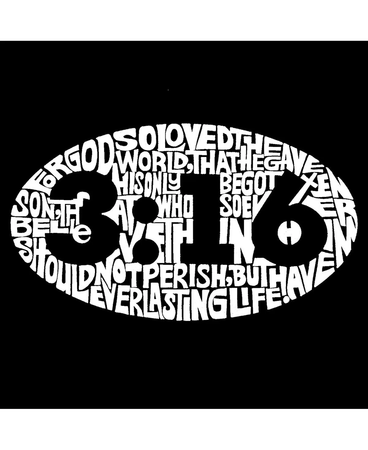 Men's word art T-shirt - John 3:16 LA Pop Art, gray