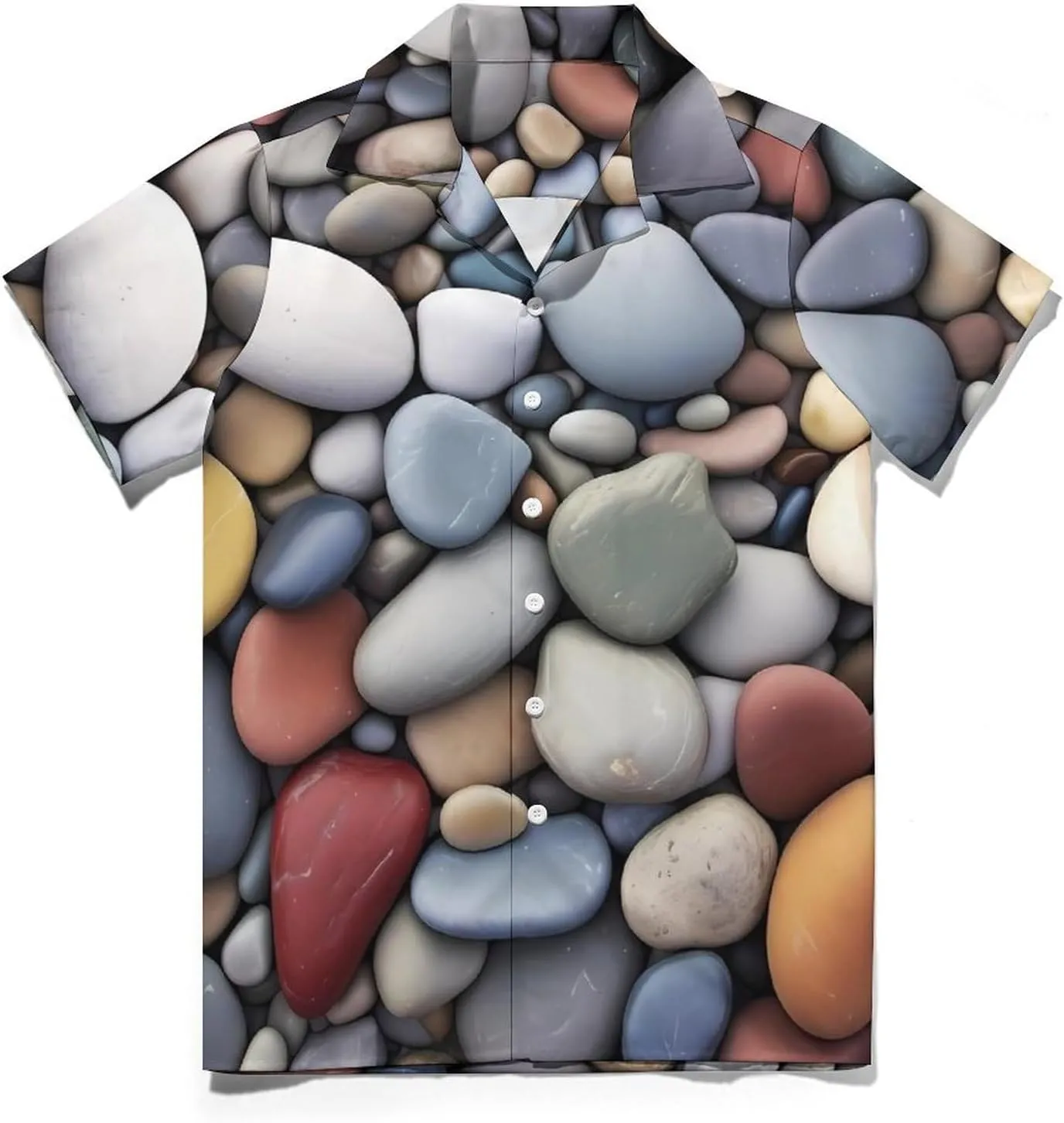 Pebble Stone Print Cuban Collar Shirt Classic Design for Comfort and Style