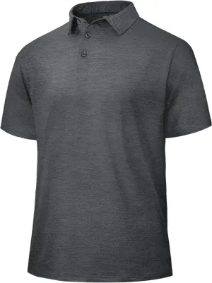 Polo Shirts for Men - Dry Fit Moisture Wicking Black Short Sleeve Performance Golf T Shirts for Casual Work Athletic
